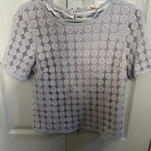 Adiva Gray Circular Pattern Short Sleeve Top